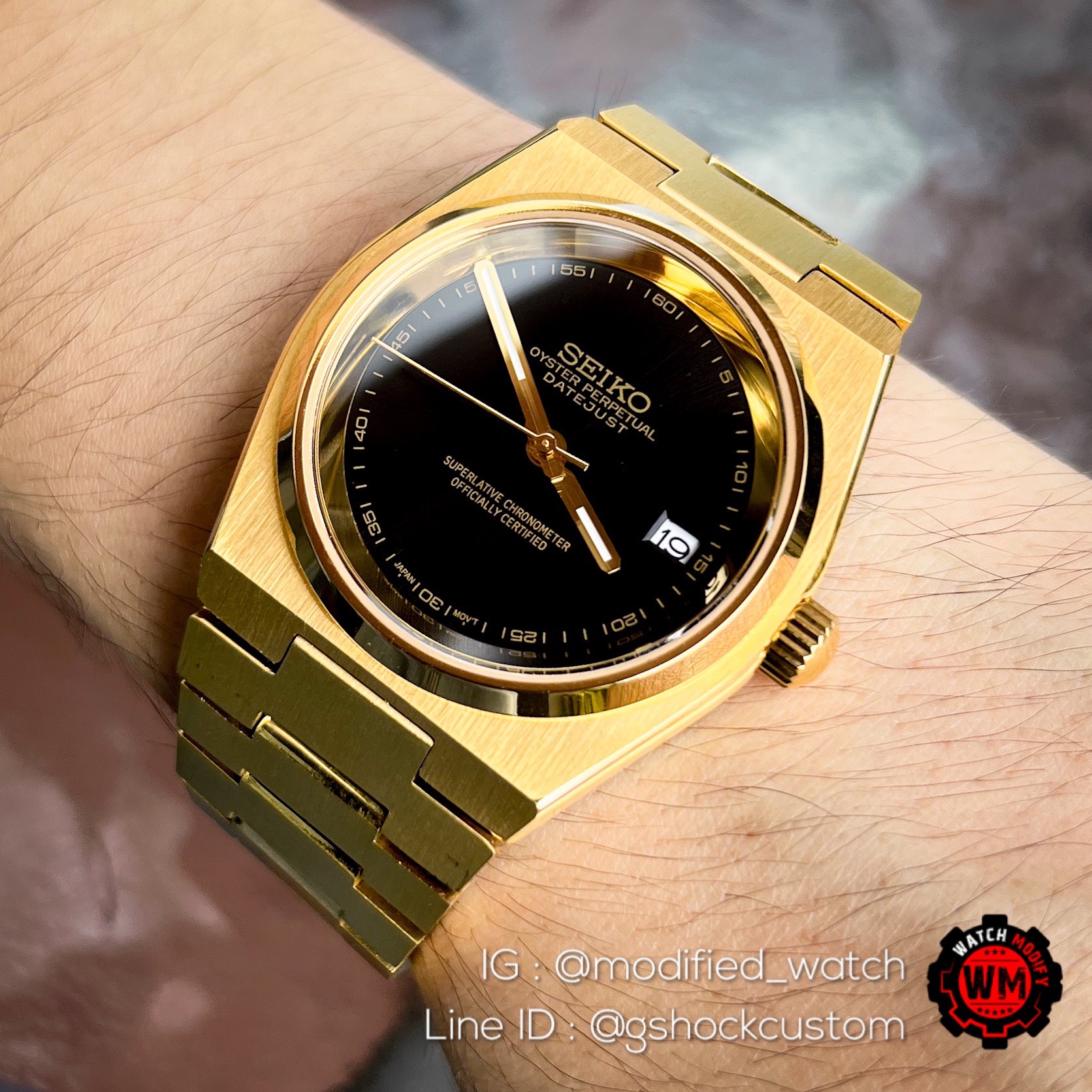 SeikoMod New Collection Yellow Gold Black Stainless Steel Automatic Movement