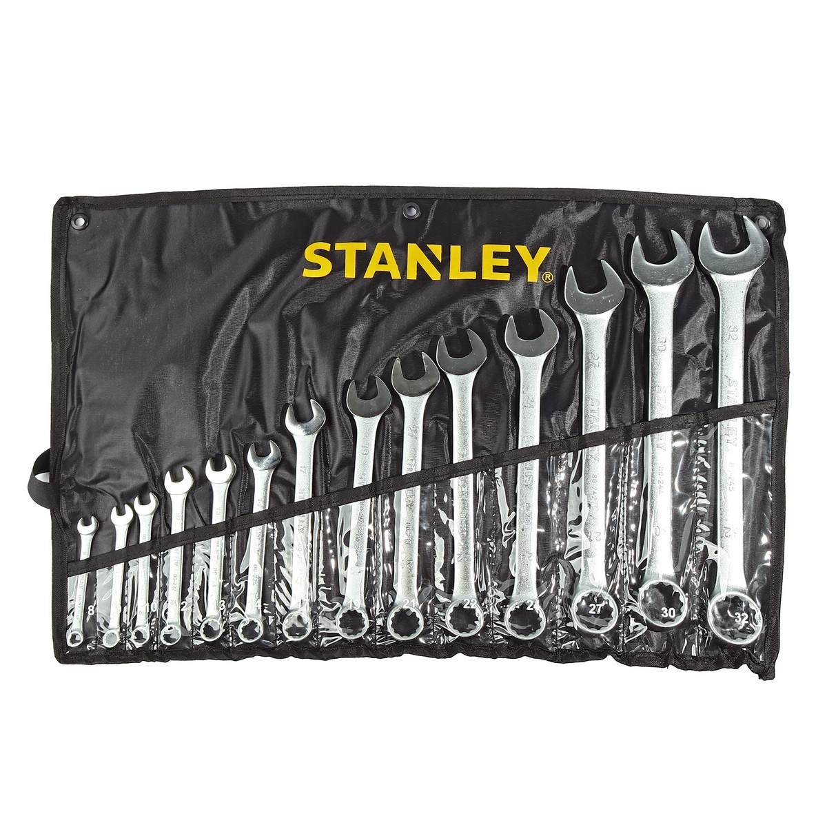 ชุดประแจแหวนข้างปากตาย 14 ชิ้น ซองผ้า สแตนเล่ย์ (STANLEY) รุ่น CWB STMT80944-8 ขนาด 8-32 มม. ในชุดประกอบไปด้วยเบอร์ 8,9,10,12,13,14,17,19,21,22,24,27,30,32 มม. วัสดุทำจาก เหล็กกล้าคาร์บอน ผ่านการทดสอบตามมาตรฐาน ANSI, ISO & DIN ผิวสัมผัสแบบด้าน