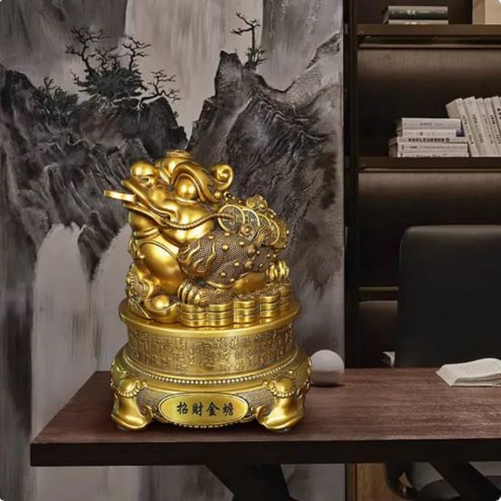 CT227B170 HAOYUN คางคกทองโชคดี มงคล ของขวัญเลื่อนตำแหน่ง ของขวัญขึ้นบ้านใหม่ ขนเงินขนทอง รับทรัพย์