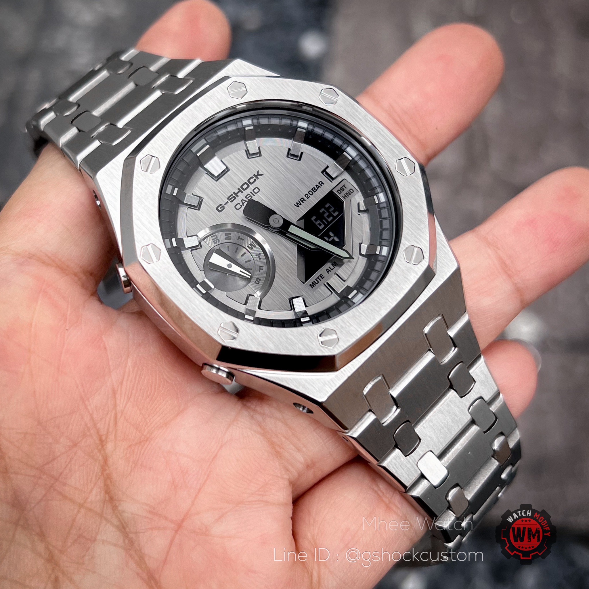 G-Shock AP Casioak GM-2100 Shiny Silver Dial Silver Full Metal