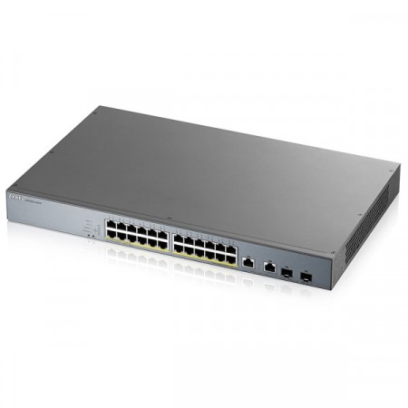 Zyxel GS1350-26HP 26-port GbE Smart Managed PoE Switch Uplink 100/1000 Mbps 24 POE RJ-45/SFP 2 Total PoE budget (watt) 375 PoE Standard 802.3af/at