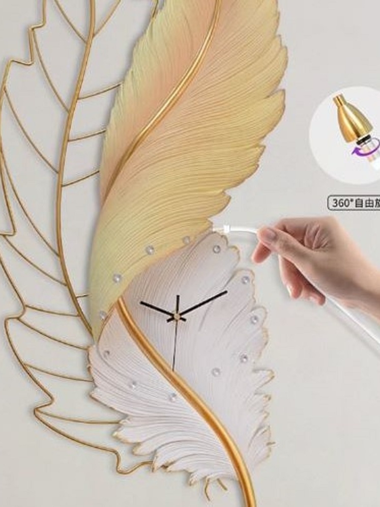 CT222C051 INTERY นาฬิกาขนนก Wall Clock Art นาฬิกาติดผนัง ไฟติดผนัง