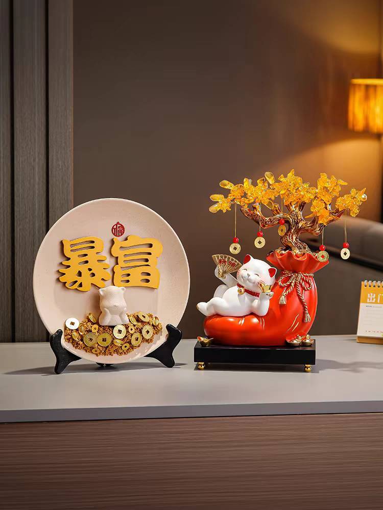 CT204B149 HAOYUN แมวนำโชค ของตกแต่งส่งเสริมความมงคล ของขวัญขึ้นบ้านใหม่