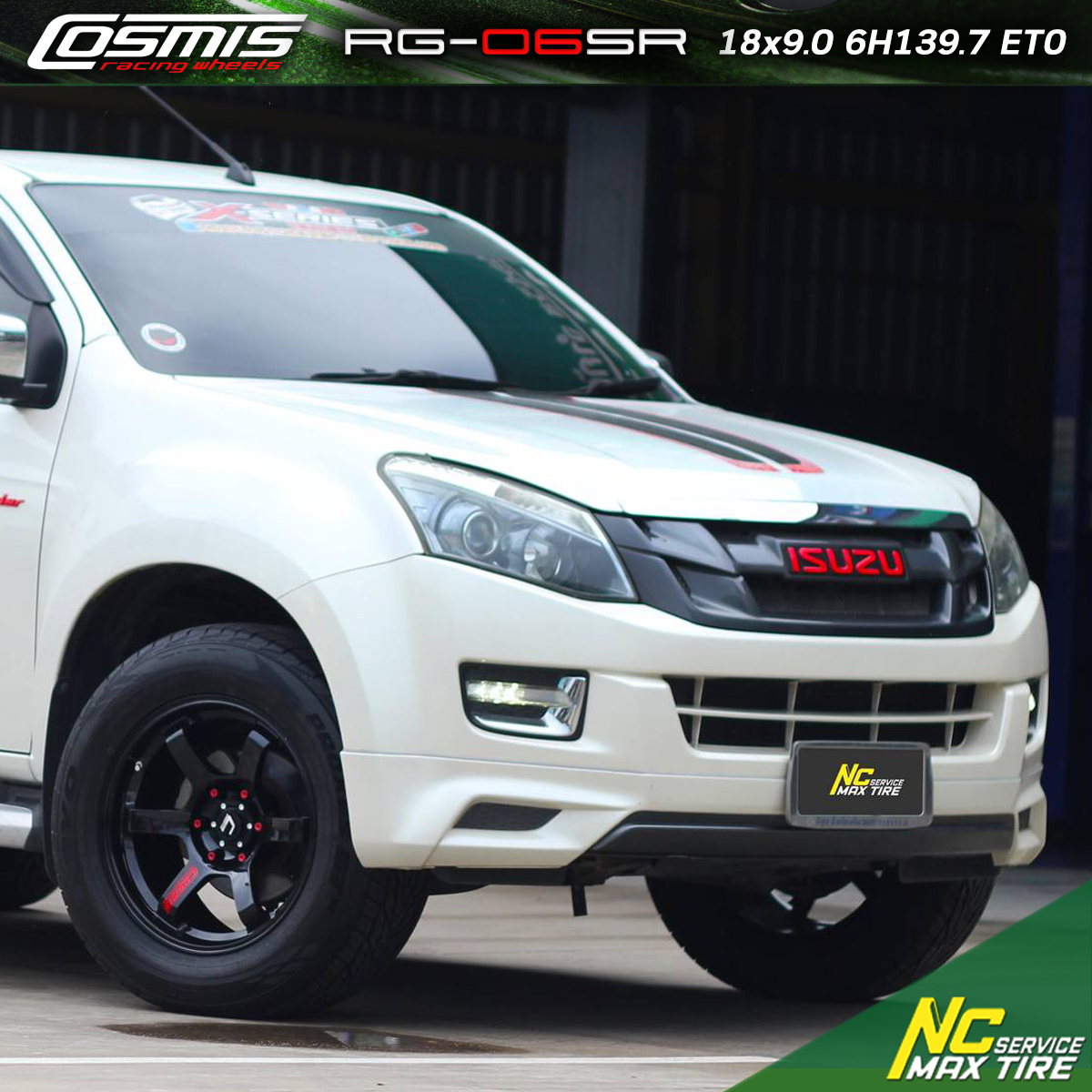 NCชลรีวิว.EP267 Isuzu d-max X-series Cosmis Rg-06SR 18×9.0 6H139.7 ET0 น็อตล้อ AVIRAX FORMULA NUT สีแดง