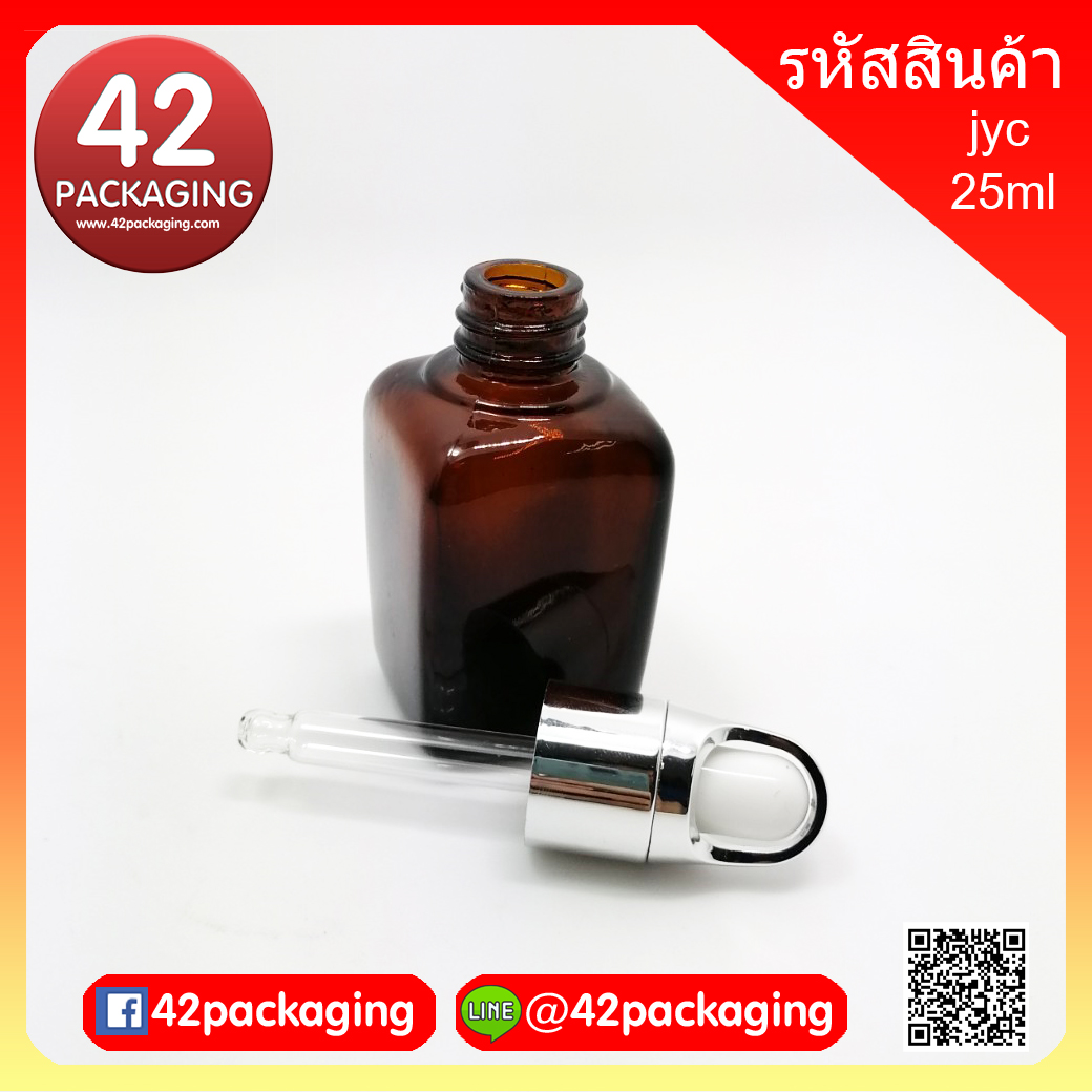 ขวดแก้วอโรมาสีชาใส 25-30 มล. (ทรงเหลี่ยม) jyc-30ml ทรงเหลี่ยม #18 ดรอปกระเช้าเงินเงา (1956+2855)