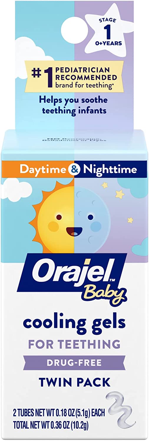 Orajel Baby Daytime & Nighttime Cooling Gels for Teething, Drug-Free เจลบรรเทาอาการคันฟัน เหมาะสำหรับเด็กอายุ 0 ปีขึ้นไป