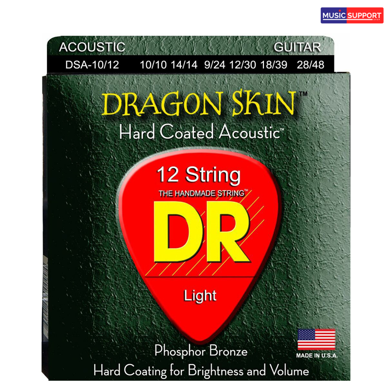 สายกีต้าร์โปร่งเคลือบ DR DSA-10/12 DRAGON SKIN Clear Coated
