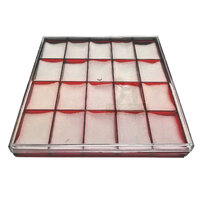 20 ช่อง สีแดงโปร่งแสง : กล่องใส่เก็บสะสมพระเหรียญ