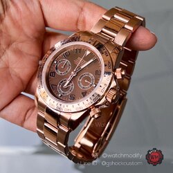 Seikomod Chronograph หน้าเดโทน่า Chocolate Rosegold เครื่องSeiko Movementแท้ VK63