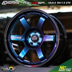 ล้อแม็กขอบ18 / Cosmis / RG-06SR / ล้อแม็กสำหรับรถกระบะ / 18x9.0 5H113 ET0 / ล้อแม็กสีน้ำเงินเฉดพาวเวอร์+ขอบดำ+CNCตัวหนังสือ+เพลท / ล้อแม็กสวยๆ / ล้อแม็กสำหรับรถกระบะตัวเตี้ย / NC