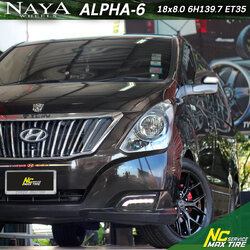 HYUNDAI H1 / ล้อแม็กขอบ18 / Cosmis / NAYA / Alpha-6 / ล้อแม็กสำหรับฮุนได / 18×8.0 6H139.7 ET35 / ล้อแม็กสีดำเงาทั้งวง