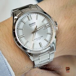 Casio White Silver ตัวท๊อป Sapphire สายสแตนเลส ของแท้ประกันศูนย์