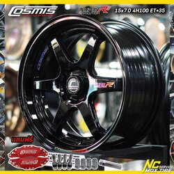 พรีออเดอร์ สั่งได้ครับ ล้อแม็กขอบ15 [Custom Color ] / สำหรับรถเก๋ง / Cosmis type-R Revolution / สีดำเงา เพลทไทเทเนี่ยม / 15x7.0 4H100 ET35