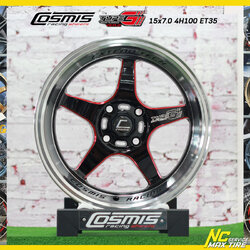 ล้อแม็กขอบ15 COSMIS TYPE-G V.2 สีดำ cncข้างก้านสีแดง สำหรับรถเก๋ง (ราคาต่อวง)
