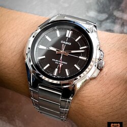 Casio Stainless Steel Solar Powered Nautilus Design Black Dial 46MM