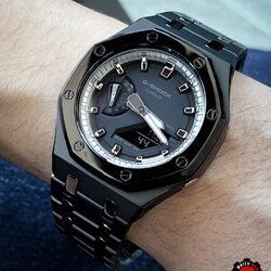 G-Shock Casioak AP Style Midnight Black Special Silver Hour Markers Full Sandblasting Strap