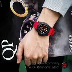 Seiko Modify Black Red Rubber EditionระบบAutomaticกระจกSappire