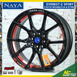 ล้อแม็กขอบ17 / สำหรับรถเก๋งซิตี้คาร์ / NAYA Everest-2 Premium / 17x7.5 8H100/114.3 ET30 / สีดำเงา CNCข้างก้าน / (ราคาต่อวง)