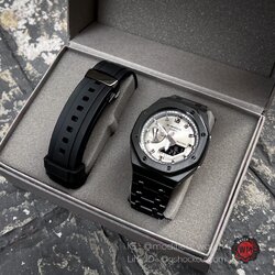 G-Shock Casioak Black Duo Strap Set Silver Dial
