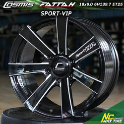 ล้อแม็กขอบ18 / Cosmis / Fattah Sport VIP / 18x9.0 6H139.7 ET25 / ล้อแม็กสีดำเงาทั้งวงCNCข้างก้าน / ล้อแม็กสำหรับรถกระบะ / SUV / PPV / NC