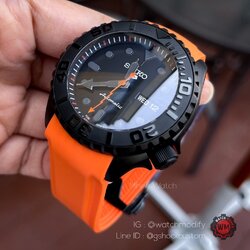 Seiko Mod Yacht Master II 5Sport Model Black And Orange perfect combination