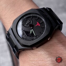 G-SHOCK Customized Tesla Red Logo PVD Black Stainless