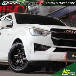 Isuzu Dmax / Cosmis / Type-R / Revolution / 18x9.5 6H139.7 ET27 / ล้อแม็กขอบ18 / ล้อแม็กสีดำเงาทั้งวง+CNCข้างก้าน+CNCตัวหนังสือ / NCmaxtireService