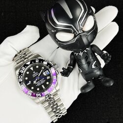 Seikomod GMT movement Black Panther Jubilee Strap with Stainless Steel Buckle