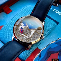 Fossil Watch Superman Limited Edition Blue Leather Strap