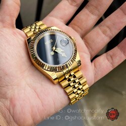 Seiko Mod ทรงDatejsut Gold The Only One in the World สั่งทำยิง Laser สลักชื่อหรือข้อความลงบนนาฬิกาได้ ตามแบบที่ลูกค้าต้องการ