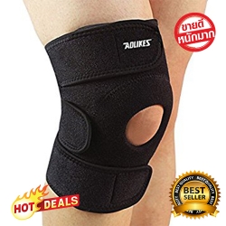Aolikes อุปกรณ์พยุงหัวเข่า สายรัดเข่า แผ่นรัดพยุงเข่า สีดำ 1 ข้าง ฟรีไซส์ ปรับได้ บรรเทาการบาดเจ็บ ปวดเข่า Knee Support