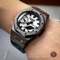 G-SHOCK Casioak Gun Metal Full Stainless Steel Special White Manga Dial