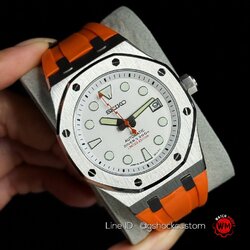 Seiko Mod AP Style Model white Orange Sapphire Glass Automatic Watch