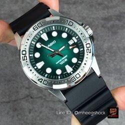 Casio Steel Tuna Green Wave Dial Black Rubber Strap