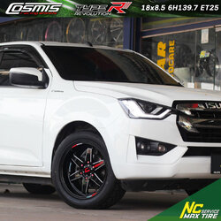 ลูกค้าขอบ18 / Isuzu Dmax/ Cosmis / Type-R Revolution / 18x8.5 6H139.7 ET25 / ล้อแม็กสีดำเงาทั้งวง+CNCข้างก้าน+เพลท / ล้อแม็กสวยๆ / NC