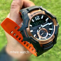 G-Shock นักบิน Master of G Gravity Master Rosegold สาย Twotone ส้มดำ ของแท้ ประกันศูนย์ รุ่น GRB100-1A4