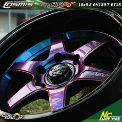 ล้อแม็กขอบ18 / Cosmis / RT-X / ล้อแม็กสวยๆ / ล้อแม็กสีพิเศษ / Custom Color / Power Blue / 18x9.5 6H139.7 ET15 / ล้อแม็กสีน้ำเงินเฉดพาวเวอร์+เพลท+ขอบดำเงา / SUV / PPV / NC