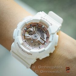 นาฬิกา Baby-G รุ่น น้องเมย รหัส BA-110-7A1 สีขาว Pinkgold