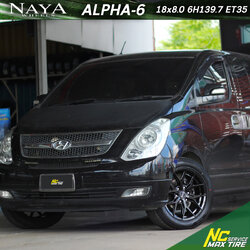 Hyundai H1 / ล้อแม็กขอบ18 / Cosmis / NAYA / ALPHA-6 / 18x8.0 6H139.7 ET35 / ล้อแม็กสีดำเงาทั้งวง / รถตู้