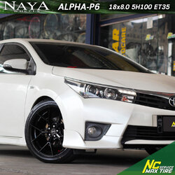 Toyota Altis / ล้อแม็กขอบ18 / Cosmis / NAYA / ALPHA-P6 / 18x8.0 5H100 ET35 / ล้อแม็กสีดำเงาทั้งวง / NCmaxtireService