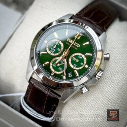 Seiko Chronograph Loki Green Dial JDM Crocodile Leather Strap