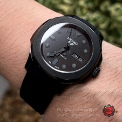 Seiko Mod 5Sport Super Black Nautilus Design NH36 Movement