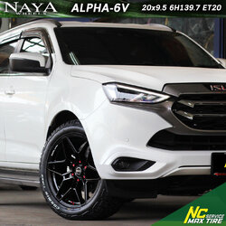 ISUZU MU-X / ล้อแม็กขอบ20 / ล้อแม็กสวยๆ / Cosmis / NAYA / ALPHA-6V / 20x9.5 6H139.7 ET20 / ล้อแม็กสีดำเงาทั้งวง / Cosmis Tire / Raptor AT / 265/50R20 / NC