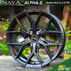 ล้อแม็กขอบ18 / Cosmis / NAYA / Alpha-6 / ล้อแม็กสำหรับนิสสันนาวาร่า / NAVARA / 18x8.0 6H114.3 ET35 / ล้อแม็กสีดำด้านทั้งวง