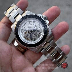 Seikomod Black Yacht Master Black Mercedes Hands Skeleton Face