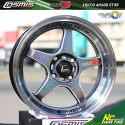 ล้อแม็กขอบ15 / ชุด Custom Color / Cosmis Type-R Gran Turismo / สี Power Silver / 15x7.0 4H100 ET35