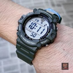 Casio คาสิโอ้ ทรงสมาร์วอช เขียวทหาร