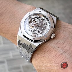 Seikomod Skeleton Silver Royal Oak Automatic Movement Open Back Case