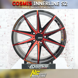 ล้อแม็กขอบ18 COSMIS INNERLINE S2 สีดำ หน้าแดง cncข้างก้าน สำหรับรถกระบะ SUV PPV SUV (ราคา4วง)