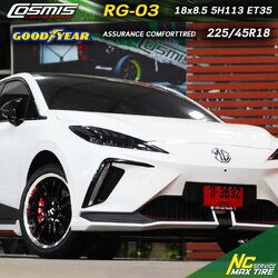 NCรีวิว.EP688 NEW MG4 Electric Cosmis RG-03 18x8.5 5H112 ET35 ล้อแม็กสีดำขอบเงา Goodyear 225/45R18